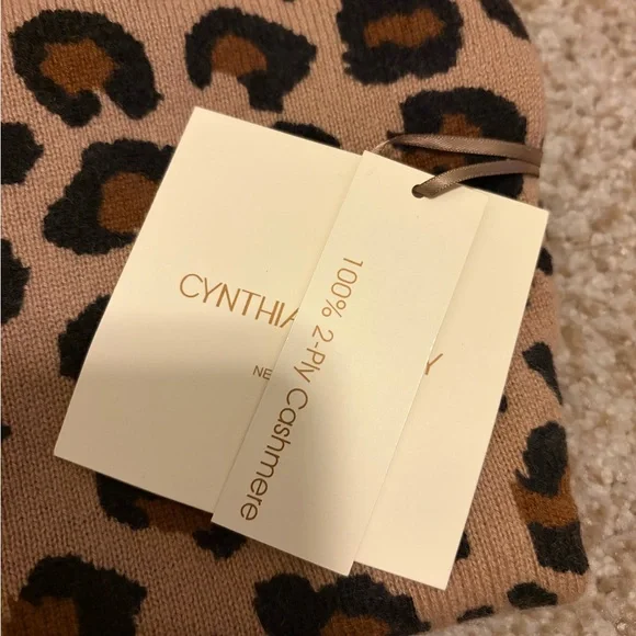 NWT CYNTHIA ROWLEY Cashmere Sweater Leopard Animal Print Size Small Black Tan - Picture 6 of 6